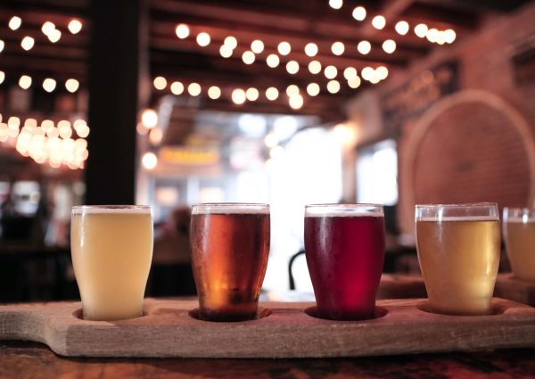 Flight of beer from Old Flame Brewing Co. Part of Rural Route Tour Company's Sideroad Sippers Tour.